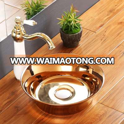 Ceramic golden goose golden rose basin bathroom